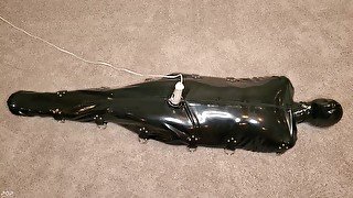 Sexy Humiliation Slut is Made to Cum in a Total Sensory Deprivation Latex Sack with Breath Play - 4K