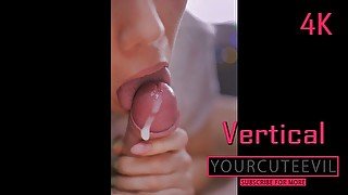 Vertical pov sensual slowly licking frenulum 2160p