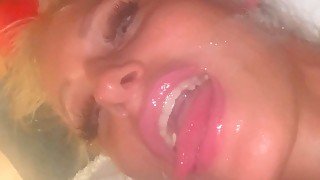 Ears full of sperm and saliva after sloppy upside down facefuck  Saliva Bunny