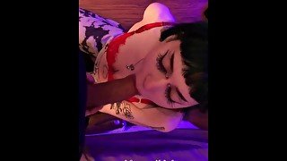 Pale Goth Emo Slut Gags on my Cock