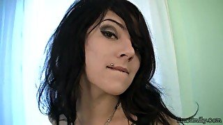 Sexy emo teen 18+ goes solo masturbating