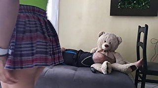 I record myself masturbating at my stepfather's house with him by my side