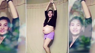 Dancing and Teasing Pregnant Babe