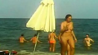 Hidden camera at a nudist beach captures a sexy young starl