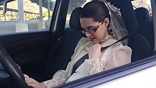 Modest Bride Masturbates in Public Parking Lot