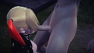 Harley Quinn Hentai - Sucking a dick in a park