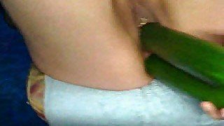 Double penetration with cucumbers for my sultry German wife