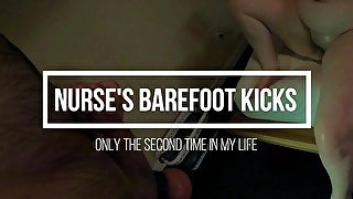 Barefoot Ball Kicks - Patient on his knees - Nurse Myste - Ballbusting CBT Femdom