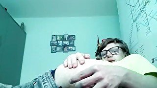 18 year old fucks himself for the first time using a dildo