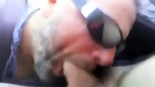 Guy blows me in the car spills the cum and licks it up