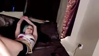 Blue hair busty girlfriend gets fucked on home video