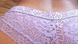 You let me back up on your big dick while wearing purple lace panties, made me cum so hard