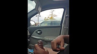 Public masturbation in car dick flashing