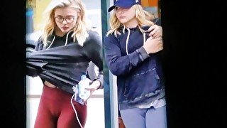 Petite Blonde with cameltoe jogging pants for Jizz Tribute