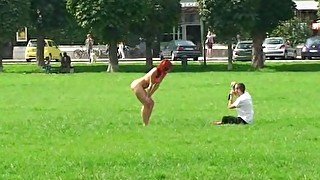 Sweet redhead babe kety naked on public streets