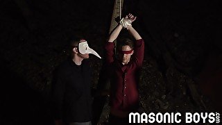 MasonicBoys Initiate Cole Blues genitalia massaged by DILF