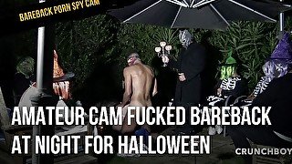 Amateur cam fucked bareback at night for Halloween