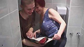 Mature redhead nailed in her bathroom