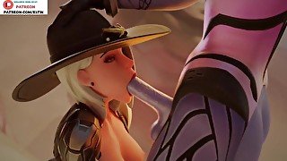 Ashe Do Amazing Blowjob For Futa Widowmaker In Desert  Exclusive Futa Hentai Overwatch 3D Animation