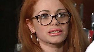 Yummy 4 eyed redhead Ella Hughes gets with with brutal bartender