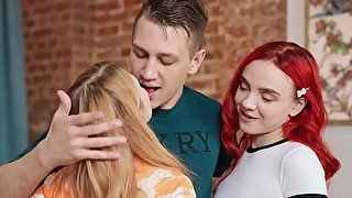 BFFs in a threesome that is bound to make him cum again