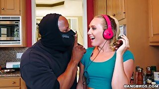 White Chick Gets Banged By A Black Dude In Robber Mask - Aj Applegate