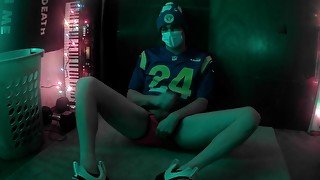 Sporty Femboy Strips And Plays With Himself