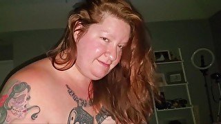 Beautiful TATTOOED BBW sucks,  rides and gets fucked by THICK COCK IG @mommagotgunnz