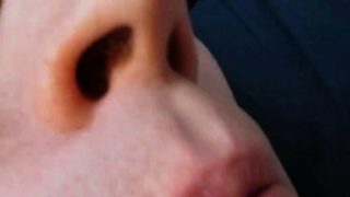 Swallowing a hot load of gooey cum