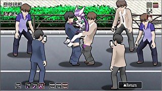 Blazing Angel Mistletear [PornPlay Hentai sex game] Ep.4 topless in the public street