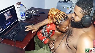 Omg! What A Huge Cock! Ladygold Africa Fuck Krissyjohs Big Dick While Editing Nigerian Porn Video