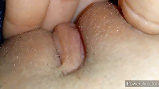 Rubbing my shaved pussy while my husband is away