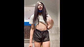 HOT SEXY FEMBOY CHRISTOPHER PERKINS OPEN HOLE IN GYM BATHROOM LIGHTSKIN ASS