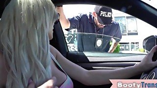 Bootylicious trans babe felt up by cop before riding bareback