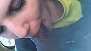 Interracial blowjob in car cum in mouth