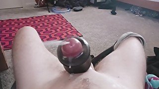 Twink cums from 2 toys