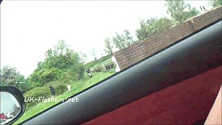 Kacies public masturbation on car seat with nude amateur exhibitionist babe flashing pussy and fingering herself