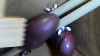 Testicle torture Cumshot very painful ballbusting