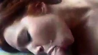 English redhead teen gets spitroasted and spunked on