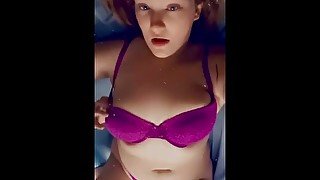 Teaser💦 Strawberry blonde hair girl masturbating with thong and bra on.