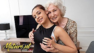 Hairy Granny Norma Is Having a Lot Of Fun With Big Tits Teen Sheryl Collins