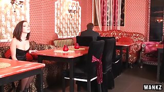 Hot Slutty Euro Bitch Ass-Fucked in Restaurant