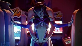 D.Va Fucked From Behind At The Arcade