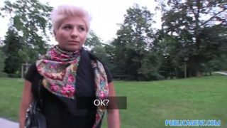 Seductive platinum slut in beautiful lesbian sex video in public place