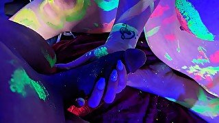 Hot Inerracial Blacklight Scene