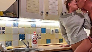 fucking in the kitchen And creampie