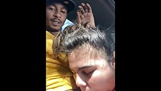 Sloppy head in car with my sexy Latina white bbw