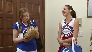 Two hot female softball players get out of uniform to eat pussy