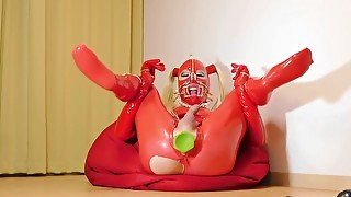 Red Latex Doll Anal Masturbation