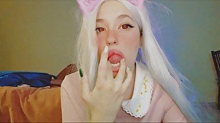 Hot anime girl sucking her beautiful fingers